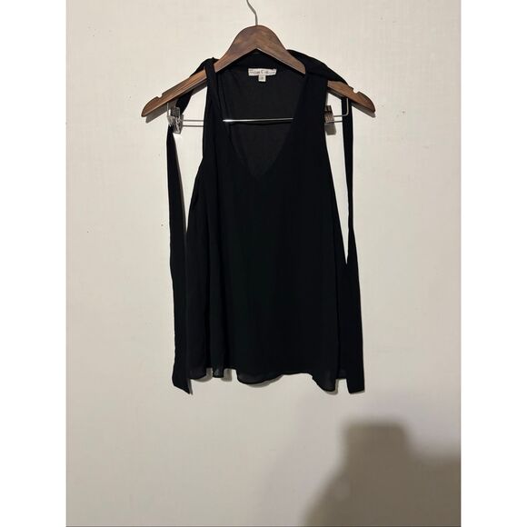 Moa Moa Women's Size Small Black Neck Tie Sleeveless Tank Top Shirt - Picture 1 of 5